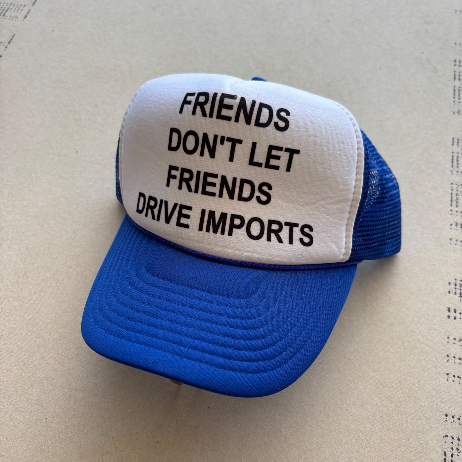 Vintage Nissin Cap Trucker Hat Friends Dont Let Friends Drive Imports Snapback